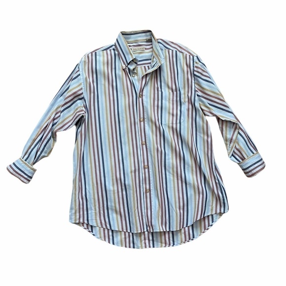 James Tattersall men’s long sleeve button down shirt size large striped Vintage - Picture 1 of 4